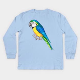 Blue and yellow macaw Kids Long Sleeve T-Shirt